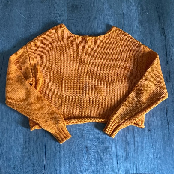 aerie Tops - Aerie Cropped Orange Sweater